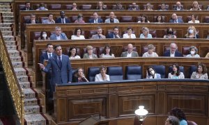 18/05/2022-El presidente del Gobierno, Pedro Sánchez, interviene en una sesión plenaria en el Congreso de los Diputados este miércoles 18 de mayo