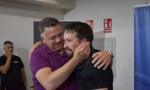 Juan Antonio Delgado y Pablo Iglesias en San Fernando.