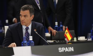 El presidente del Gobierno, Pedro Sánchez, durante la primera jornada de la cumbre de la OTAN que se celebra este miércoles en el recinto de Ifema, en Madrid