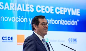 El presidente de la CEOE, Antonio Garamendi, en un acto en Madrid, a 7 de julio de 2022.