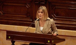 La presidenta del grup parlamentari d'En Comú Podem, Jéssica Albiach, durant el debat de política general al Parlament.