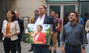 16/10/2022 - Marta Vilalta, Oriol Junqueras i Pere Aragonès a la presentació de la candidatura per a l'executiva d'ERC.