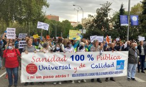 Miles de personas dicen "basta ya" en Madrid a la gestión de Ayuso contra la sanidad pública.