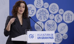 La presidenta del PP de Madrid y de esta comunidad, Isabel Díaz Ayuso, durante su intervención en la convención sectorial "Juventud, un proyecto de vida. A la altura de un gran país" este 24 de octubre de 2022.