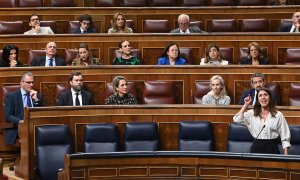 02/11/2022.- La ministra de Igualdad, Irene Montero, durante la sesión de control al Gobierno celebrada este miércoles en el Congreso. EFE/Fernando Villar