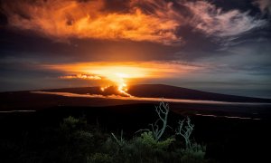 Erupción del volcán Mauna Loa en Hawái.