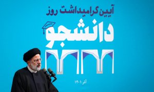 El presidente de Irán, Ebrahim Raisi, durante un acto en la Universidad de Teherán, a 7 de diciembre de 2022.