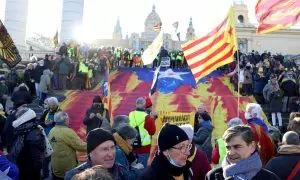 Las protestas contra la cima hispano-francesa en Montjüic a 19 de enero de 2023