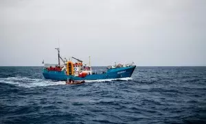 Imagen de archivo de una operación de rescate de migrantes en el mar Mediterráneo, a 10 de marzo de 2022.