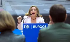 La candidata del PP a la Alcaldía de Burgos, Cristina Ayala, en un acto de precampaña el pasado 6 de mayo.