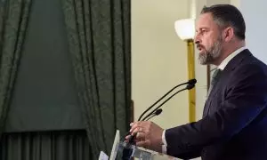 El líder de Vox y candidato del partido a presidir el Gobierno, Santiago Abascal, protagoniza un desayuno informativo de ‘El Debate’, en el Hotel Intercontinental, a 4 de julio de 2023, en Madrid (España).