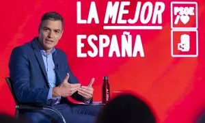 El presidente del Gobierno y secretario general del PSOE, Pedro Sánchez, durante un acto celebrado este miércoles en Ferraz