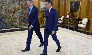 Felipe VI recibe a Pedro Sánchez en la Zarzuela, a 22 de agosto de 2023. — EFE / CHEMA MOYA