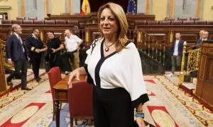 La diputada de Coalición Canaria, Cristina Valido, a su llegada a la Sesión Constitutiva de la XV Legislatura en el Congreso de los Diputados. E.P./Eduardo Parra