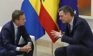 El president del Govern espanyol, Pedro Sánchez, en una reunió del juny amb el primer ministre de Suècia, Ulf Kristersson.