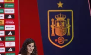 La nueva seleccionadora absoluta, Montse Tomé, en su presentación de este lunes, 18 de septiembre en la Ciudad del Fútbol de Las Rozas, Madrid.