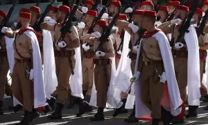 Els Grups de Regulars de Melilla aquest dijous a la desfilada del Dia de la Festa Nacional a Madrid