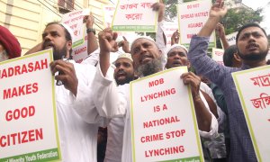 Una manifestación de protesta contra el Gobierno de Modi para detener el acoso a la comunidad musulmana a 3 de julio de 2019 en la ciudad de Calcuta, India.