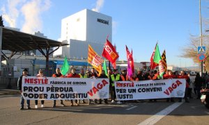 01/2024 - Protesta dels treballadors de la planta de Nestlé de Girona.