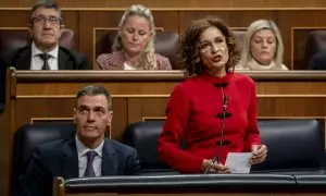 23/02/2024 La vicepresidenta primera y ministra de Hacienda, María Jesús Montero, durante la sesión plenaria en el Congreso de los Diputados, a 21 de febrero de 2024.