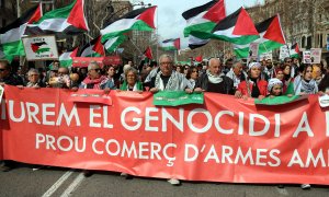 Manifestació a Barcelona per denunciar el "genocidi" a Palestina.