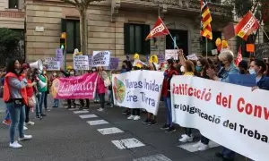 17/10/2021 - Manifestació del 2021 a Barcelona de treballadores de la llar i de les cures.