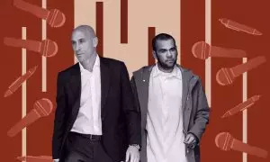 Montaje con imágenes de archivo de Luis Rubiales, expresidente de la Real Federación Española de Fútbol, y el exfutbolista, Dani Alves.