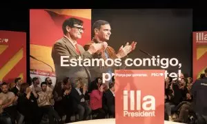 Imagen de un acto de campaña electoral del PSC en apoyo al presidente del Gobierno, Pedro Sánchez, a 26 de abril de 2024.