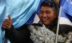 El nuevo presidente del MAS, Grover Garcia, durante su elección en el décimo congreso del partido