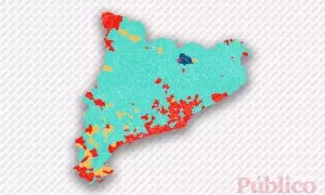 Mapa con los resultados de las elecciones en Catalunya municipio a municipio