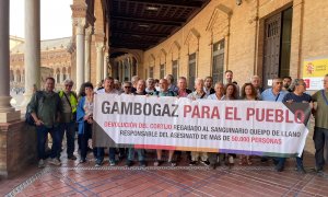 Miembros de la Plataforma Gambigaz y cargos públicos, este lunes en Sevilla.