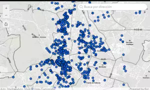 Imagen del mapa interactivo de viviendas de uso turístico con licencia en Madrid.