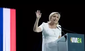 La diputada de la Asamblea Nacional de Francia y candidata a la Presidencia de la República, Marine Le Pen, en el acto de Vox en Madrid, a 19 de mayo de 2024.