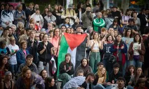 23/05/2024 Decenas de personas durante la concentración en solidaridad por el pueblo palestino, en el campus de Ciudad Universitaria, a 14 de mayo de 2024.