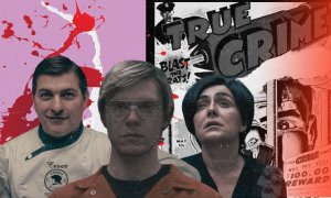 Montaje con las imágenes de varios asesinos representados recientemente en el 'true crime', de izquierda a derecha, El Rey del Cachopo, Jeffrey Dahmer o Rosario Porto.