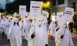 Decenas de personas durante la manifestación del 8M, a 8 de marzo, en Valencia, Comunidad Valenciana (España), a 08/03/2024.