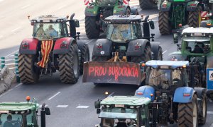 Tractors entrant a Barcelona per la Meridiana