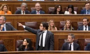 El diputado de VOX José María Figaredo interviene durante un pleno en el Congreso de los Diputados, a 30 de mayo de 2024, en Madrid