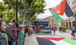 31/05/2024. Concentración en Logroño organizada por Amistas Palestina La Rioja el viernes 31 de mayo con el lema 'No a las masacres en Rafah'.