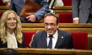 10/06/2024 - Josep Rull, al costat de la diputada Anna Navarro, després de ser escollit president del Parlament.