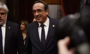 Josep Rull en su llegada al pleno de constitución de la XV legislatura del Parlament de Catalunya, a 10 de junio de 2024.