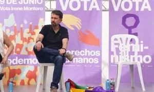 El cofundador de Podemos y exvicepresidente del Gobierno, Pablo Iglesias, durante un acto de campaña por las elecciones europeas, en Málaga, a 6 de junio de 2024.