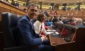 Pedro Sánchez, este miércoles en la sesión de control al Gobierno celebrada en el Congreso.