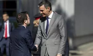 Pere Aragonès y Pedro Sánchez, en un encuentro mantenido en abril en Barcelona.