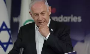 El primer ministro israelí, Benjamin Netanyahu, durante una rueda de prensa en Israel.