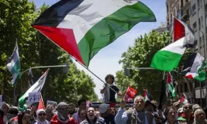 Manifestación en apoyo al pueblo palestino celebrada en Madrid.
