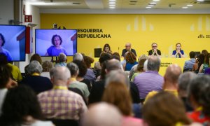 La secretària general d'ERC, Marta Rovira, en una intervenció telemàtica al Consell Nacional d'aquest dissabte.