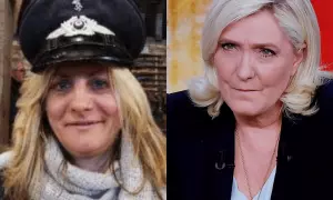Ludivine Daoudi (izquierda), candidata a diputada del partido de Marine Le Pen (derecha).