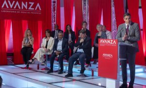 El presidente del Gobierno y secretario general del PSOE, Pedro Sánchez, en el acto de presentación de la Fundación Avanza celebrado este miércoles en Madrid.