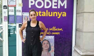 05/07/2024 - La coordinadora de Podem a Catalunya, Conchi Abellán, a l'exterior de la seu de la formació.